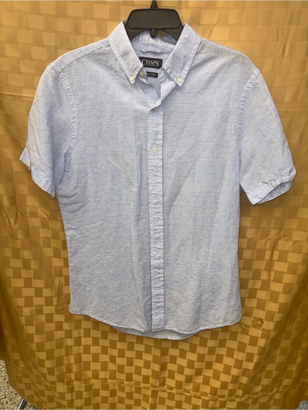 Chaps Light Blue Short Sleeve Button-Down Shirt